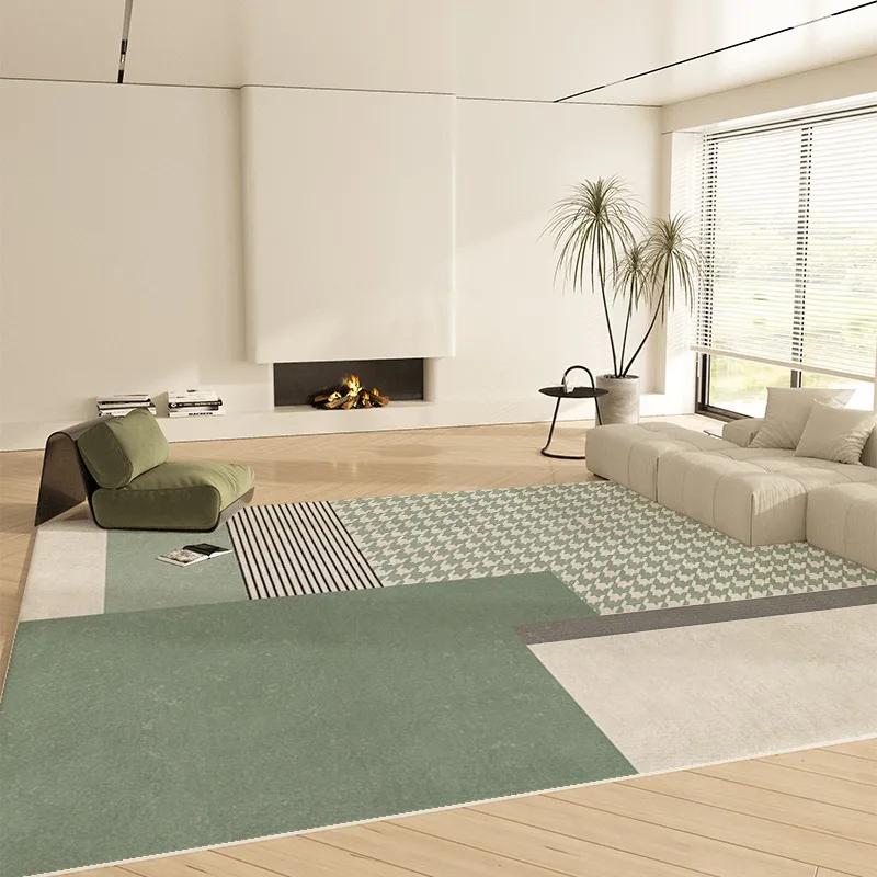 Tappeto Geometrico Verde Decorazione Minimalista di Lusso Tappeto per Soggiorno Tappeto Morbido e Confortevole per Camera da Letto Tappeto di Velluto per Tavolino da Caffè Enorme