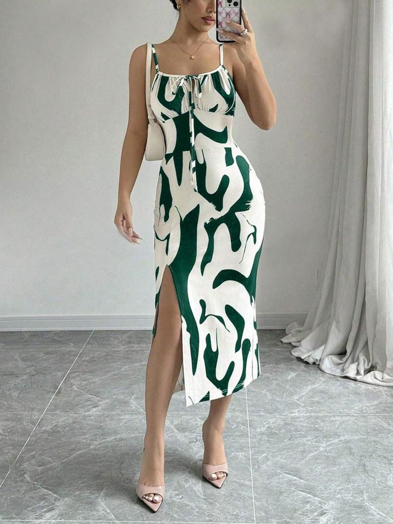 Spring/Summer New Arrivals USA Ins Style Printed Leopard Print Strappy Dress