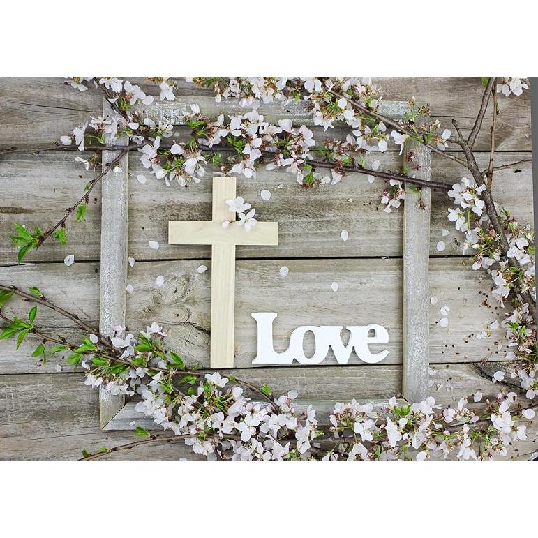 

BELECO 7x5 футов Ткань Деревенская Деревянная Доска Дерево Крест Задник Весна Цветы Вишни Цветы Любовь Иисус Задник Пасха Иисус Фон Христианский 5x3FT