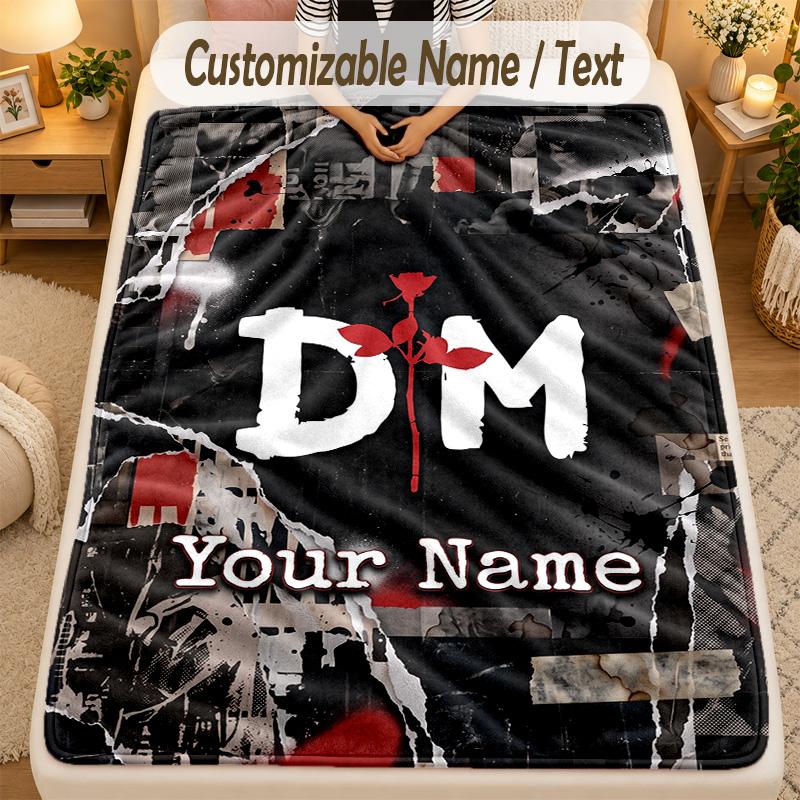 FlaneldeckeDepeche Mode Benutzerdefinierter Name Text Personalisierte Weiche Warme Überwurfdecke Heimdekoration Geschenk