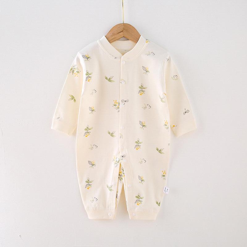 Combed Cotton Long-Sleeved Baby Romper for Newborns - Spring & Autumn