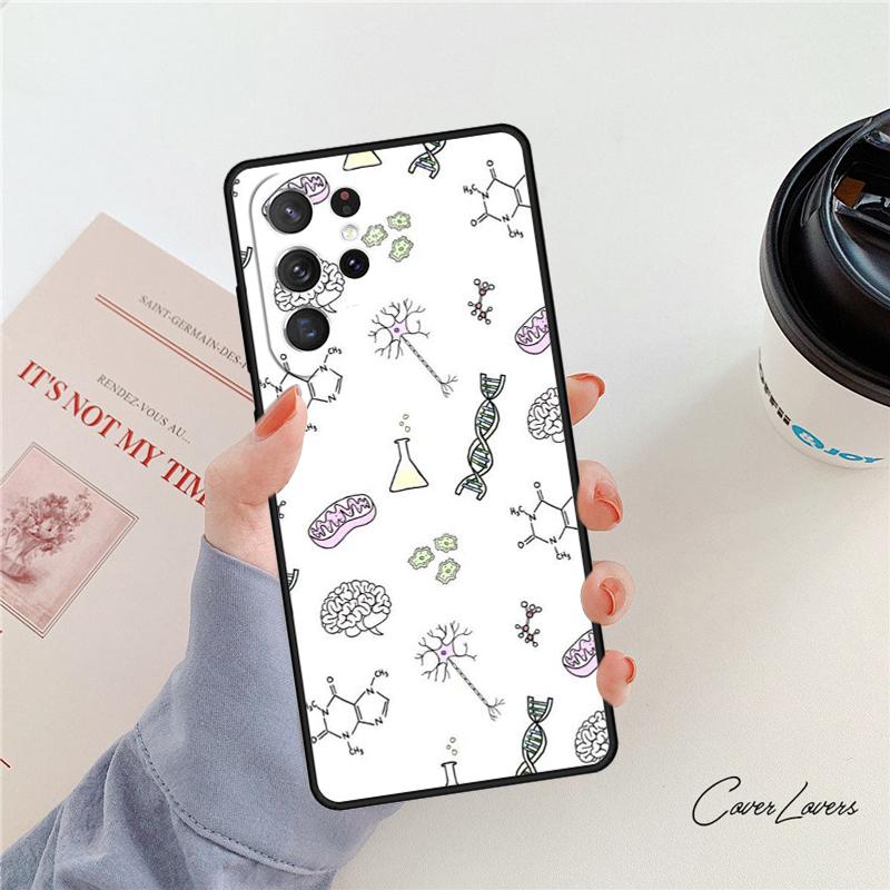 Vintage Seamless Chemistry Laboratory phone case For Samsung Galaxy S24 S25 S23 S22 Ultra Note 10 20 Plus S20 S21 FE Cover