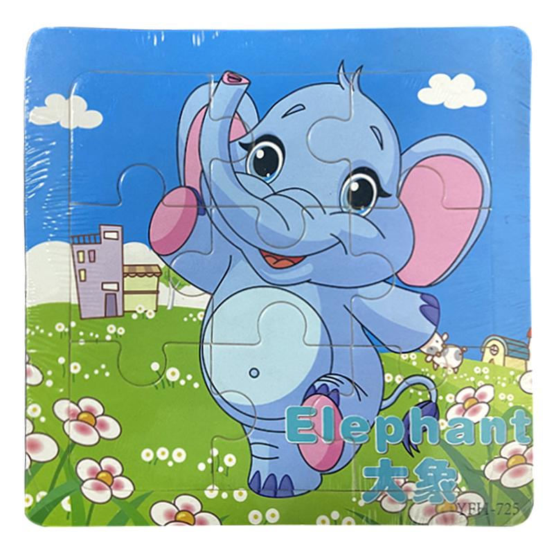 9pcs Kids Wooden Animal Puzzle Cute Cartoon Animal Puzzle Toys Early Educational Montessori Toys for Children