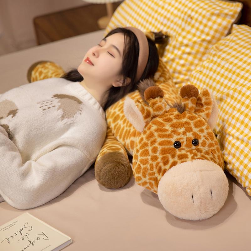 Giant Fluffy Giraffe Plush Toys Sleeping Pillow Cute Animal Stuffed Wild Giraffe Dolls Floor Mat Girls Birthday Gift
