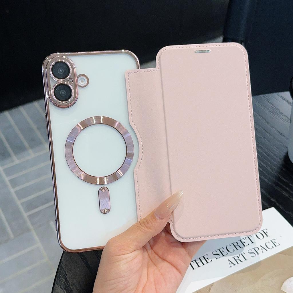 IPhone 16 Flip Leather Case Se4 Is Suitable for Apple 15 Promax Mobile Phone Case 14 Electroplated Magnetic Suction 13