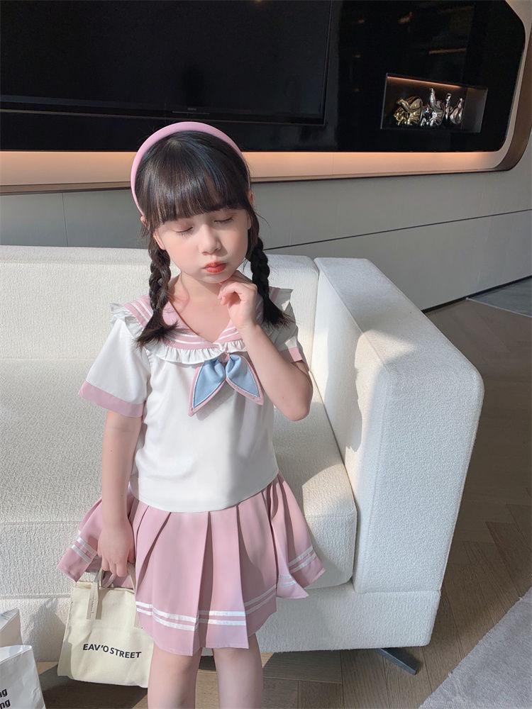 2025 Girls' Summer JK Uniform: Pleated Skirt & Shirt Two-Piece Set