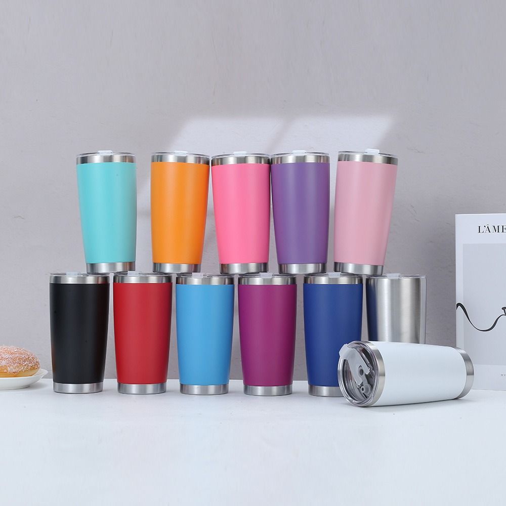 Termosmugg i rostfritt stål, 20 oz kapacitet, dubbelväggig, för bil, daglig användning