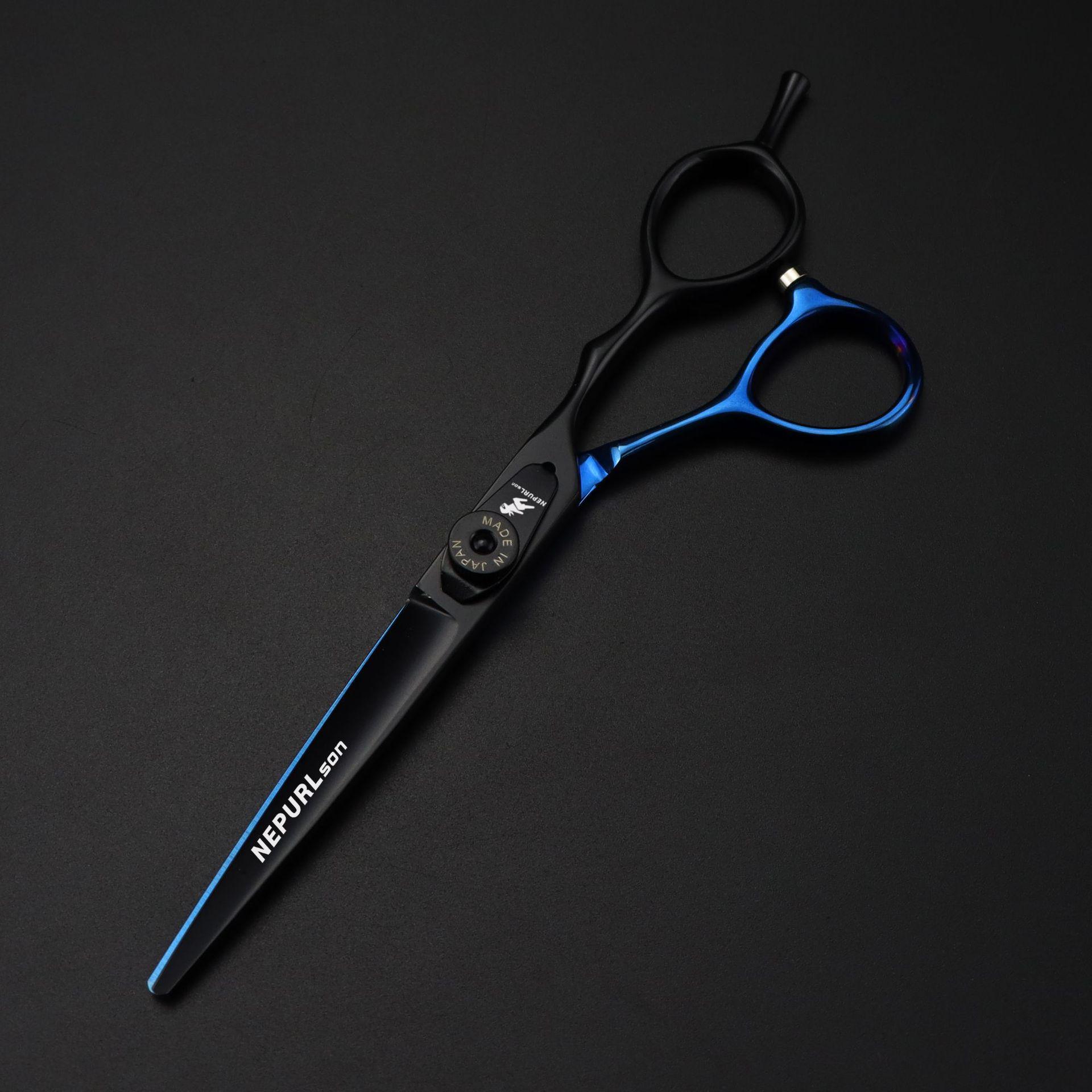Napson 6.0-Inch Black Blue Hairdressing Shears - Straight & Thinning
