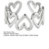 Women Adjustable Ring Anti-Oxidation Lightweight Comfortable Ring Hollow Heart Shape Exquisite Process Ring