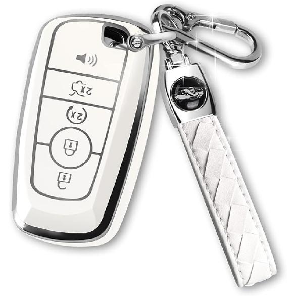 For Ford Key Fob Cover With Keychain,Car Key Case Shell Protector Holder 5 Buttons For Ford Explorer Fusion Escape Edge Expedition Mustang F150 F250