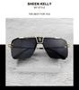 Retro Oversized Sunglasses for Men and Flat Vintage [SHEEN KELLY] Women, Square, Rimless, Top,