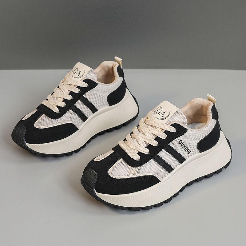 HY2525 Little White Shoes Women's Tide Shoes Summer and Autumn Mesh Breathable Women's Shoes Versatile Student Shoes Leisure Sports Thick Sole
