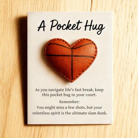 Love Heart Golf Pocket Hug with Positive Card Emotional Support Baseball Tennis Basketball Pocket Token Decoration Inspirational Gift