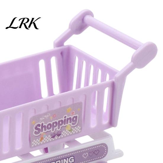 Kids Toy Storage Organizer Supermarket Shopping Cart with Smooth Rolling Wheels & Basket, Toddlers Small Basket for Dolls Pretend Play House