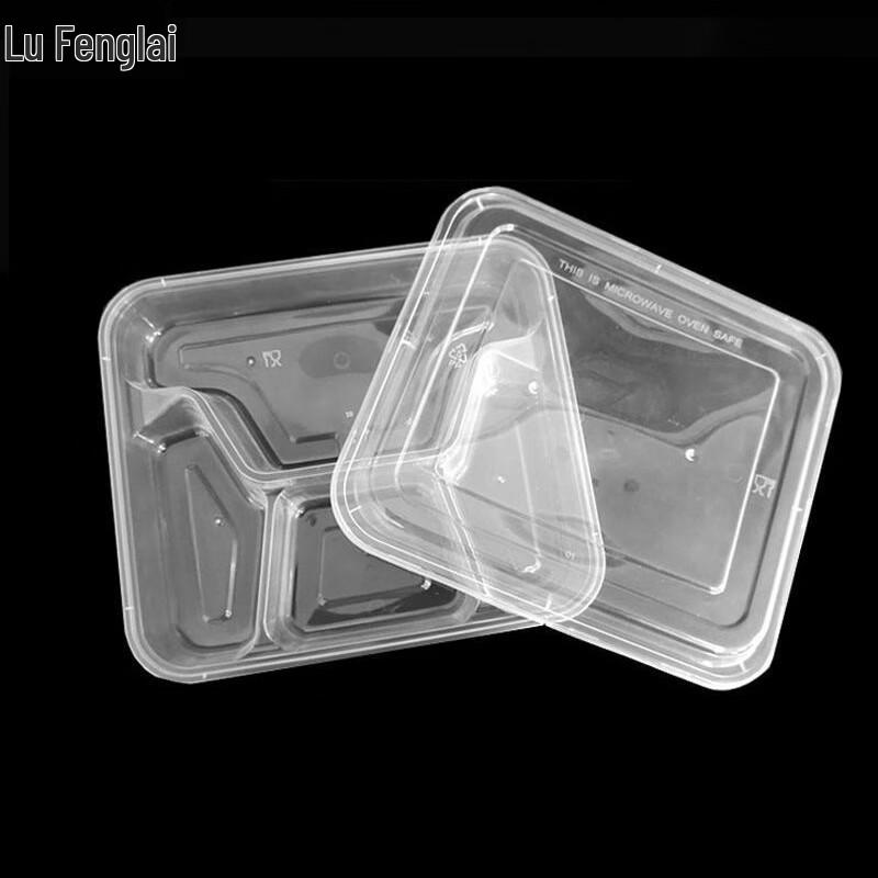 Disposable 4-Compartment Plastic Takeout Container with Lid