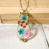 Collana con Ciondolo Gatto Fiori Secchi Naturali Fatto a Mano per Accessori Casual da Donna