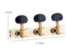 Gold Plated 3+3 Long Position Acoustic Guitar Tuning Pegs with Black Plastic Heads