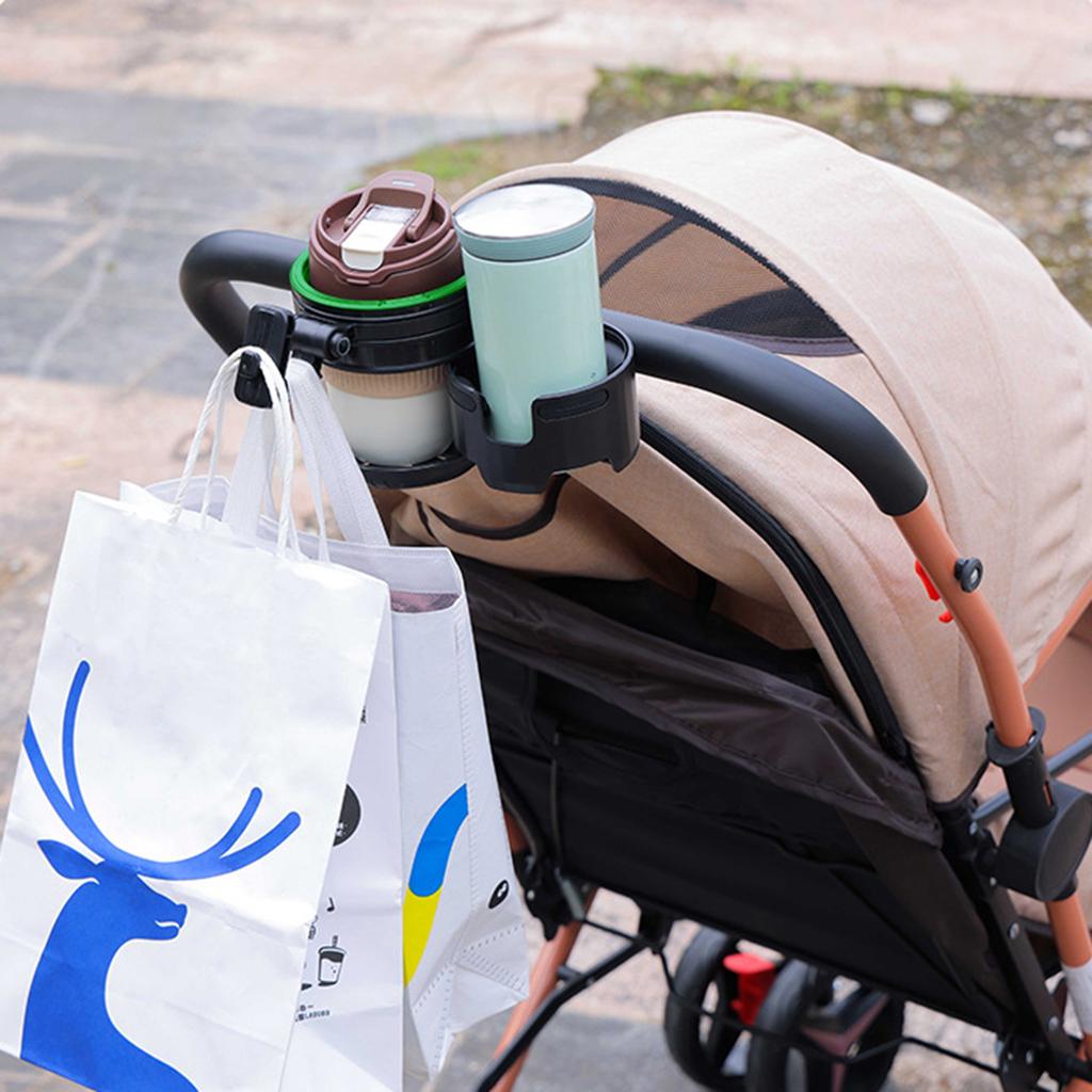 Baby Stroller Cup Holder With Hook Multi Functional Bottle Organizer Compatible With Standard Handlebars For Bicycle And Pram
