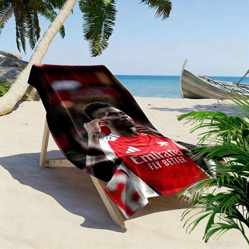 Bukayo Saka Druck Strandtuch, Großes Weiches Schnelltrocknendes Handtuch für Strand Camping Schwimmen
