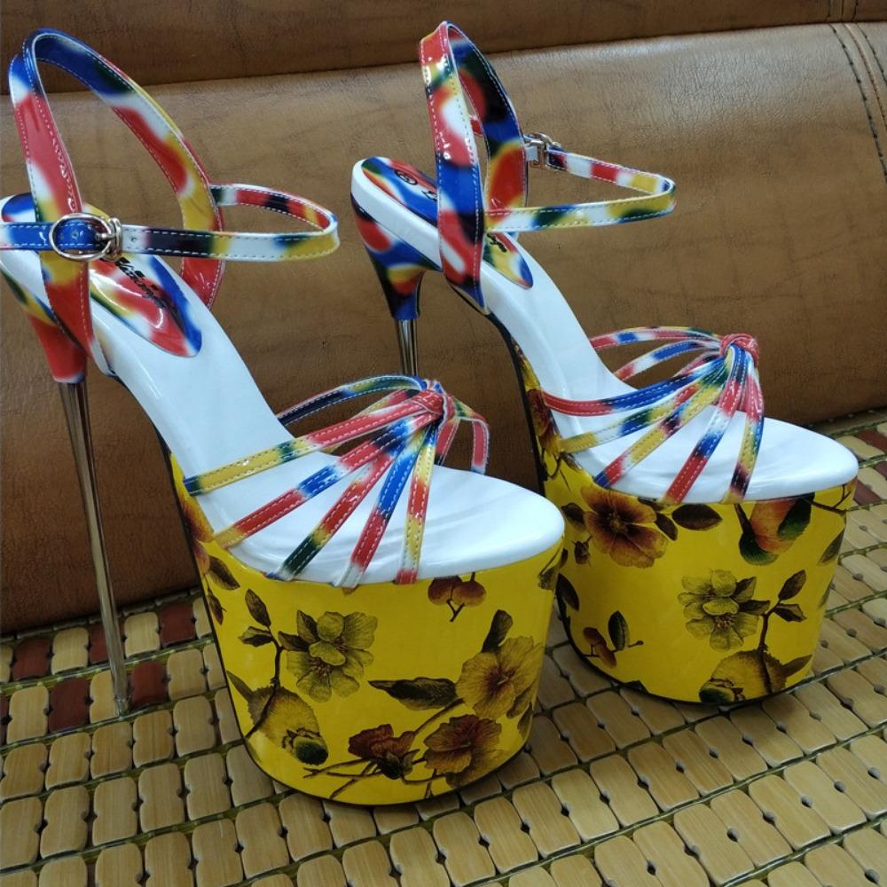 22CM Women Sandals Platform Peep Toe Catwalk Model Striptease Shoes High Heels Nightclub Shoes Plus Size