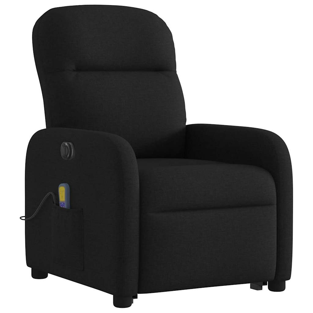 Electric Massage Recliner with Rising Function Black Fabric