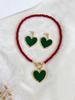 Conjunto de Collar de Perlas y Pendientes con Forma de Corazón Modernos y Elegantes para Mujer, Cadena de Clavícula de Gama Alta de Nicho