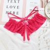 Sexy Lingerie Women Transparent G-strings Thongs Crotch Opening Lace Panties with Bowknot for Ladies