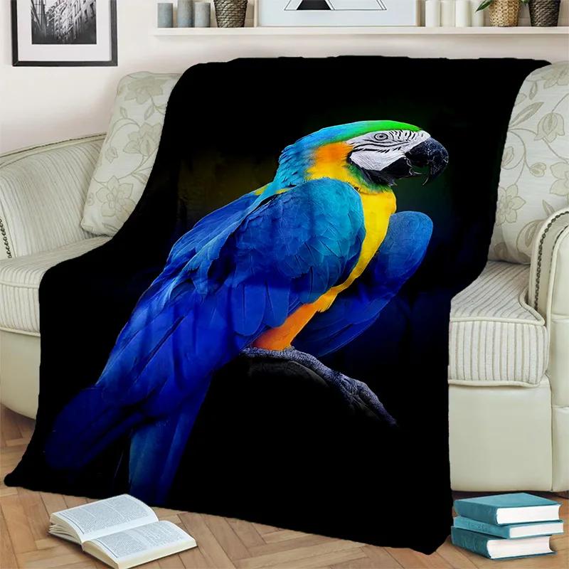 3D Colorful Macaws Parrot Birds Blanket,Soft Throw Blanket for Home Bedroom Bed Sofa Picnic Travel Office Rest Cover Blanket Kid