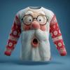 Men Christmas Long Sleeve T‑Shirt 3D Santa Claus Print Red White Stripe Autumn Xmas Holiday Party Casual Tee Tops