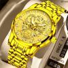 Men's Waterproof Automatic Quartz Watch with Luminous Hollow Diamond Design