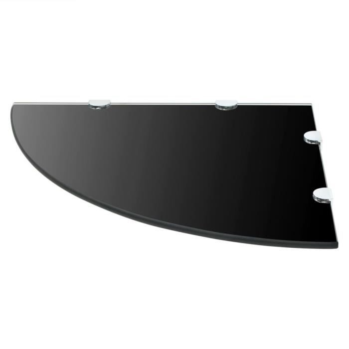 Corner Shelf - vidaXL - Black Glass - 45 X 45 Cm - 8 Mm Thickness - Accessories Included