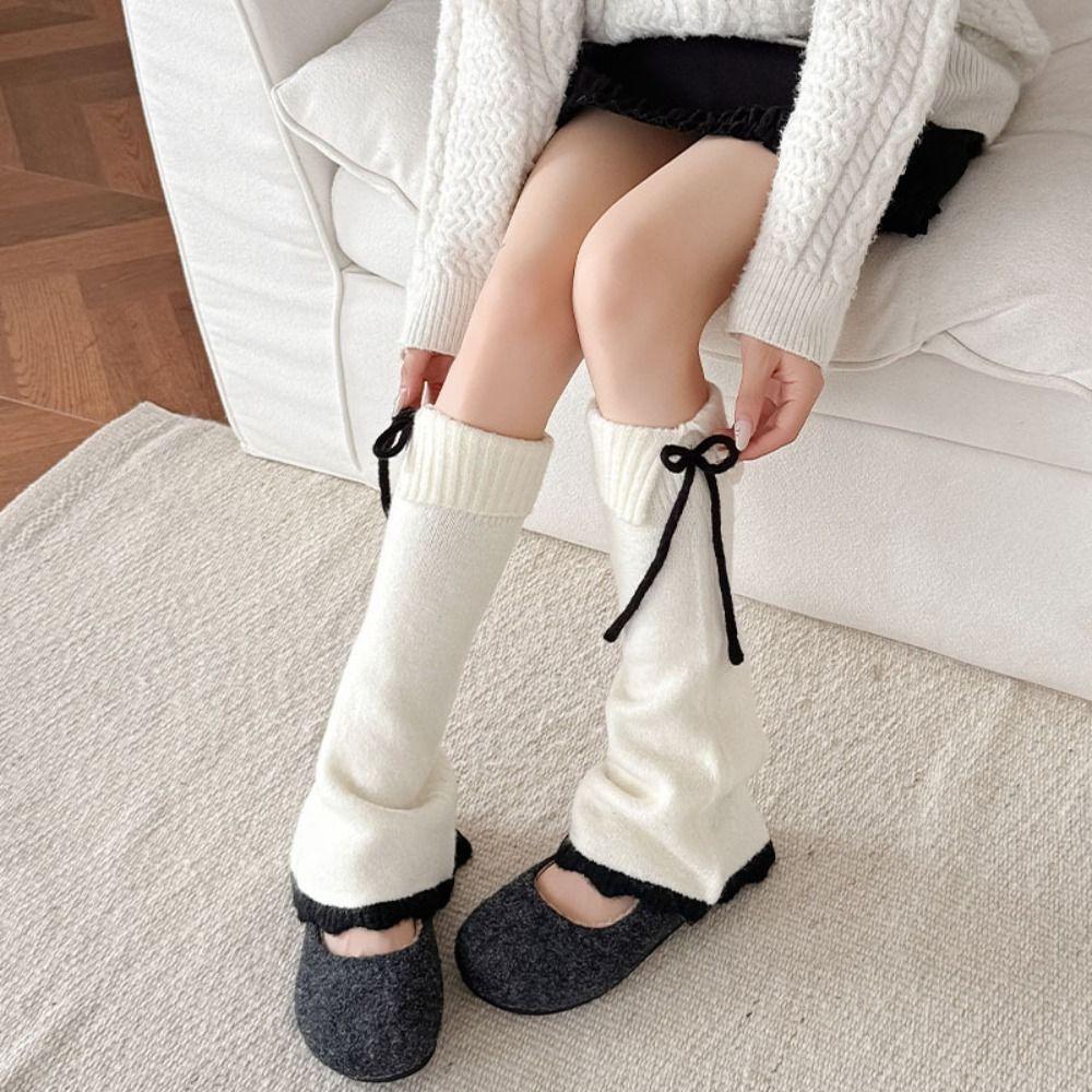 Y2K Knit Banding Leggings Flare Knee High Socks Fashion Women's Plush Stockings Women