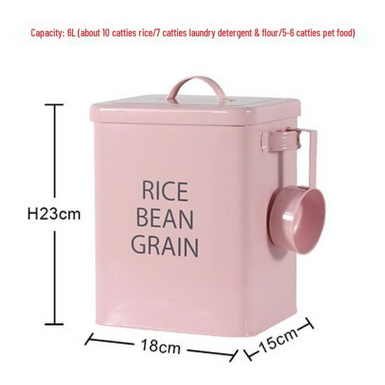 Nordic Style Moisture-Proof Sealed Rice Jar - 10 Jin Capacity Iron Flour Storage Bucket for Home Use
