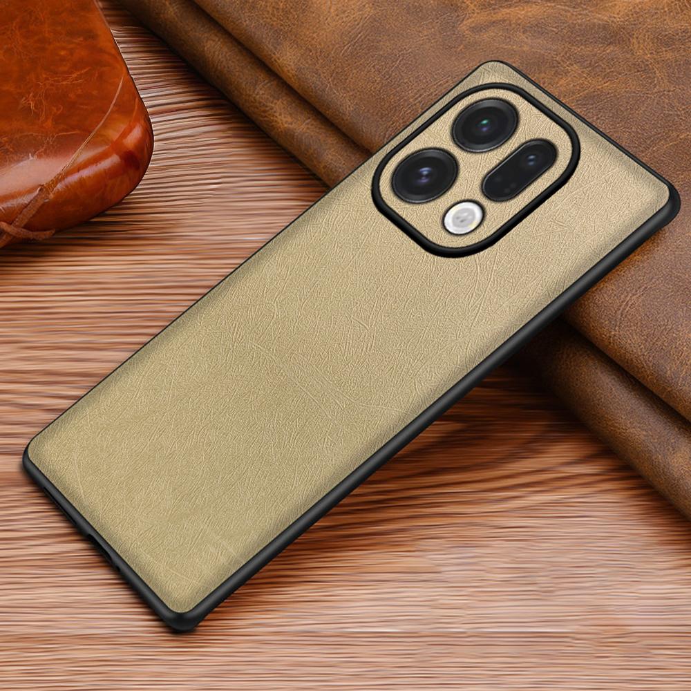 For Oppo Find X9 5G Case Silk-Textured PU Leather Coated PC TPU Protective Phone Back Cover