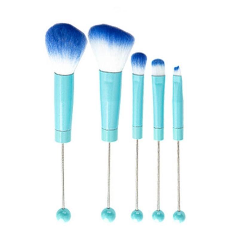 A52E Professional DIY Beaded Makeup Brushes Set Metal Handle Beadable Cosmetic Brush
