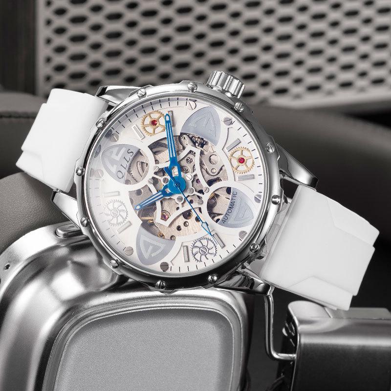 Kilo Time Men's Hollowed-Out Automatic Mechanical Watch with Wormhole Concept & Xenon Design—Stylish for Students