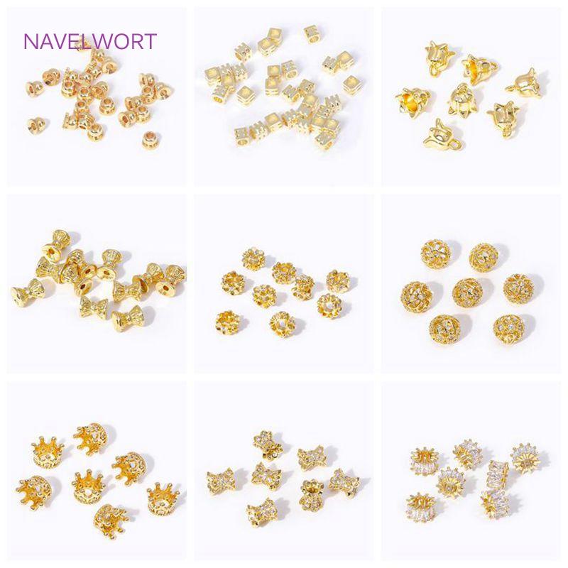12/16MM 18K Gold Plated Brass Filigree Bead Cap Metal Large Beads Caps For Jewelry Making DIY Beading Accessories Wholesale