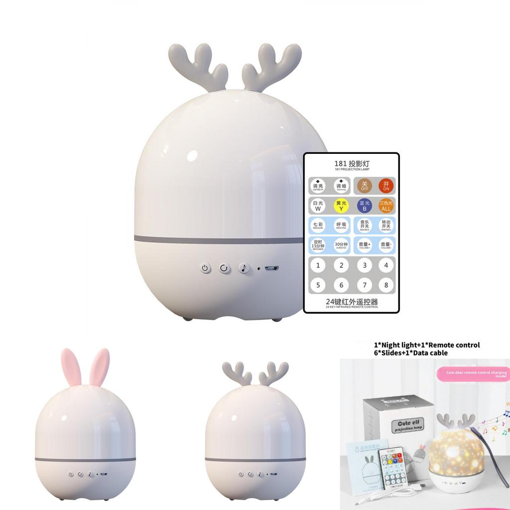 Romantic Bunny Starry Sky Night Light With Bluetooth And Sleep Timer For Children Bedroom Decor