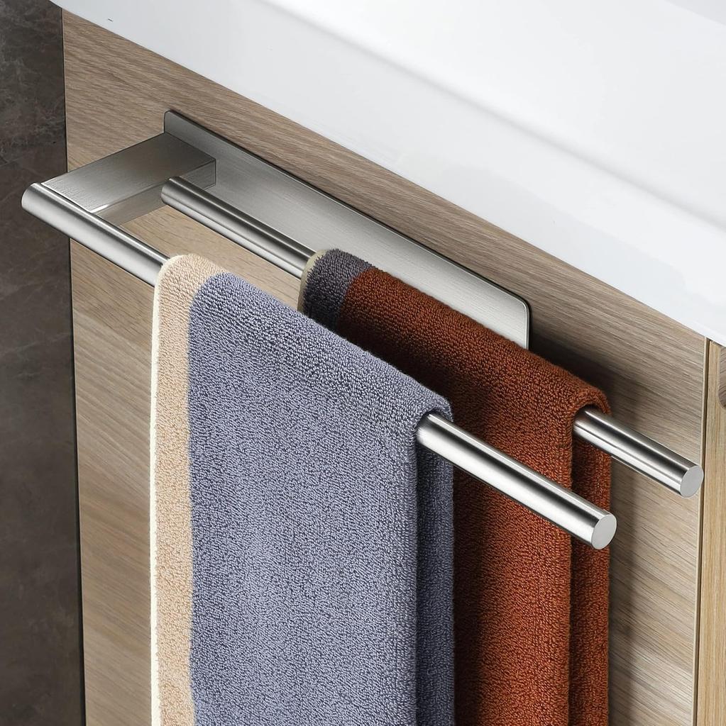 39cm Bathroom Towel Rail Without Drill Adhesive Towel Hanger Stainless Steel Wall-mounted Towel Holder for Bathroom Kitchen