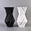 Black & White Resin Vase with Broken Line Leaf Pattern - Modern Minimalist Ornament for Home or Hotel Decor