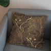 2D Golden Cat & Leaves Patterned Pillow Cover Pattern Cushion Cover Suitable For Sofa Bedroom Car Pillow Cover