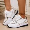 Fashion White Wedge Heel Sneakers Women Lace Up Lightweight Running Shoes Woman Comfort Low Top Casual Sports Shoes Plus Size 44