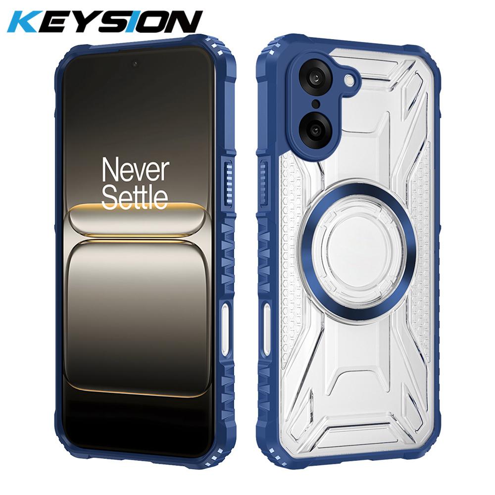 KEYSION Transparent Magnetic Case for OnePlus Nord CE5 5G Silicone+PC Heavy Duty Shockproof Phone Cover for OnePlus Nord CE 5