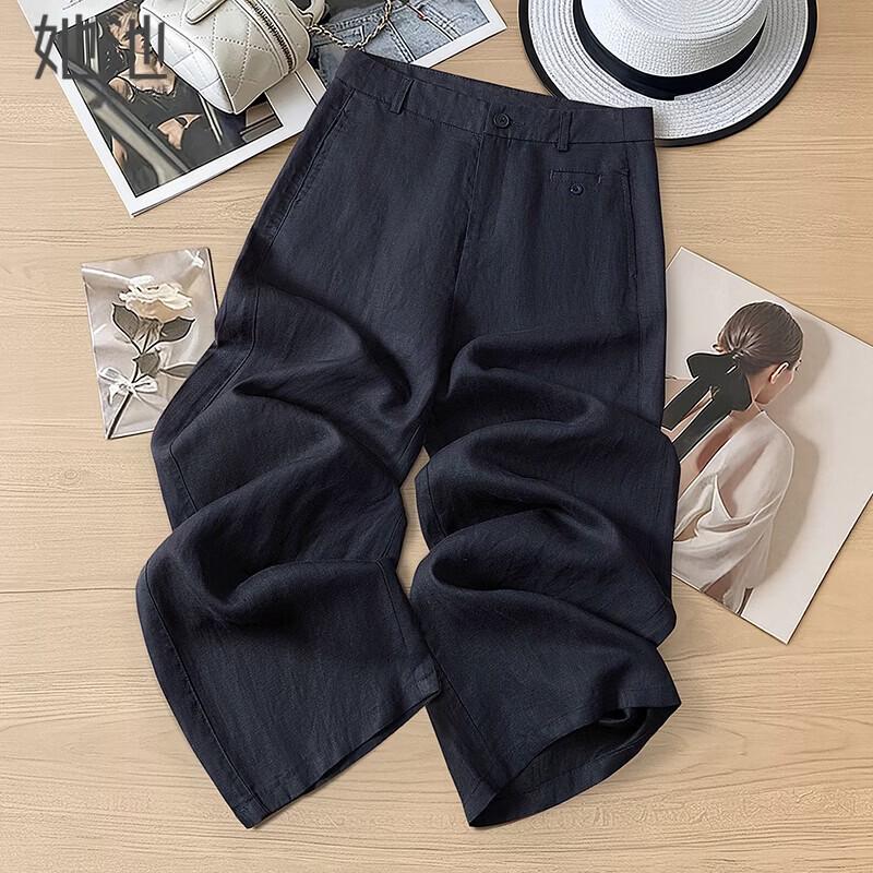 Women s High-Waist Lyocell Linen Wide-Leg Pants S