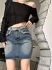 Women's High Waist Frayed Denim Mini Skirt - Summer A-line, Plus Size, Petite, Versatile Bodycon