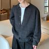 Basic Vintage Turn-down Collar Sweaters Men's Clothing Solid Color Autumn Winter Loose Casual Single-breasted Knitted Cardigan