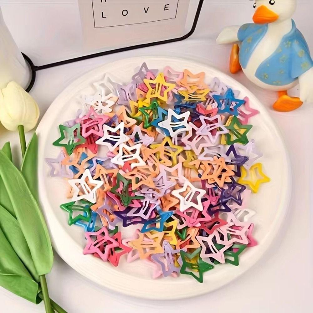 20Pcs Colorful Star Shape Hair Clips Silver Star Hairclips Hair Jewelry Hairpins Girls