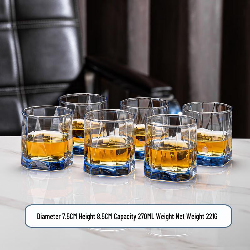 

Flaivens Sapphire Blue Octagonal Tempered Glass Drinkware Set