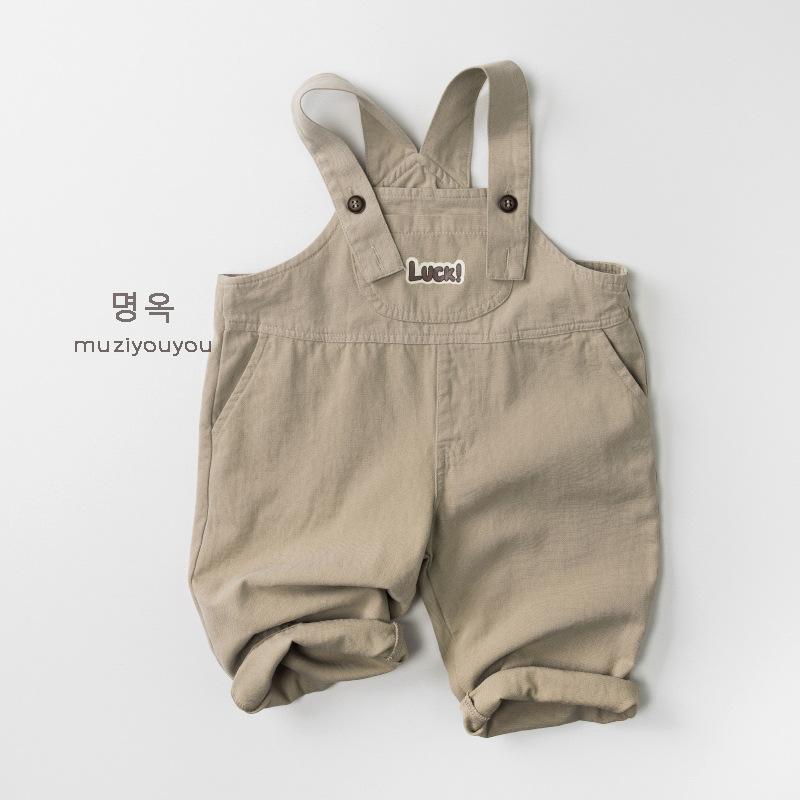 Unisex Kids Korean Style Casual High Waist Suspender Long Overalls Pants
