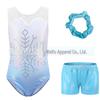 Collant de Ginástica em Malha de Alta Elasticidade com Strass para Crianças - Roupa de Dança e Traje de Treino